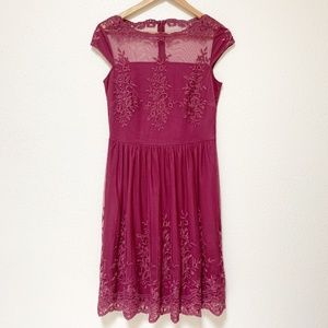 Esprit | Purple Floral Embroidered Dress S